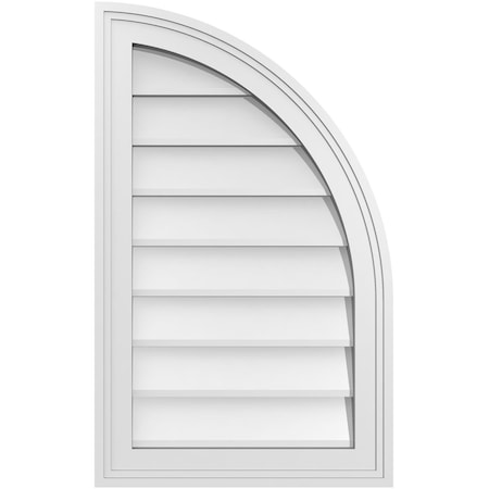 Ekena Millwork Quarter Round Top Right Surface Mount PVC Gable Vent w/ 2"W x 1-1/2"P Brickmould Frame, 16"W x 26"H GVPQR16X2602SN